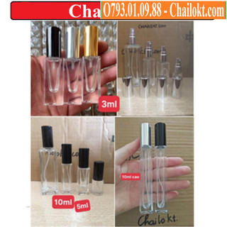Lọ chiết nước hoa, lọ chiết vuông 5ml 10ml, chai chiết nước hoa thủy tinh