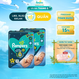 Combo 2 Tã Quần PAMPERS Ngon Giấc Khô Thoáng Suốt Đêm Size L30/ XL26/ XXL22