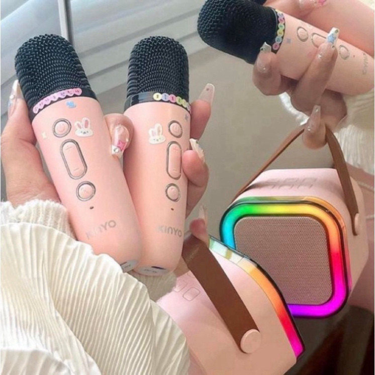 Loa bluetooth karaoke mini Kinyo K12 tặng kèm 2 mic,loa karaoke không dây âm thanh bass hay cùng đèn led có BH | BigBuy360 - bigbuy360.vn
