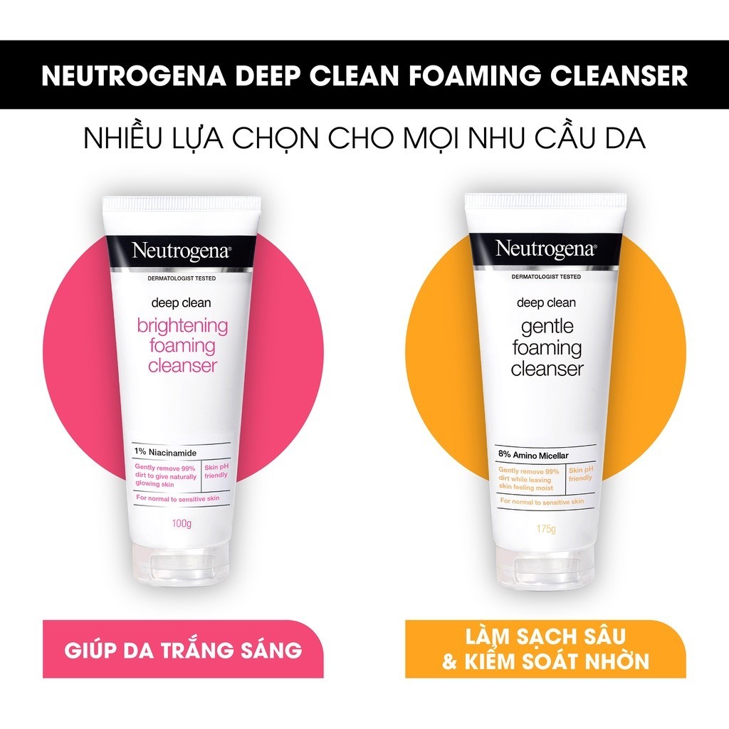 Sữa Rửa Mặt Neutrogena Làm Sạch Sâu & Kiểm Soát Nhờn - Deep Clean Foaming Cleanser