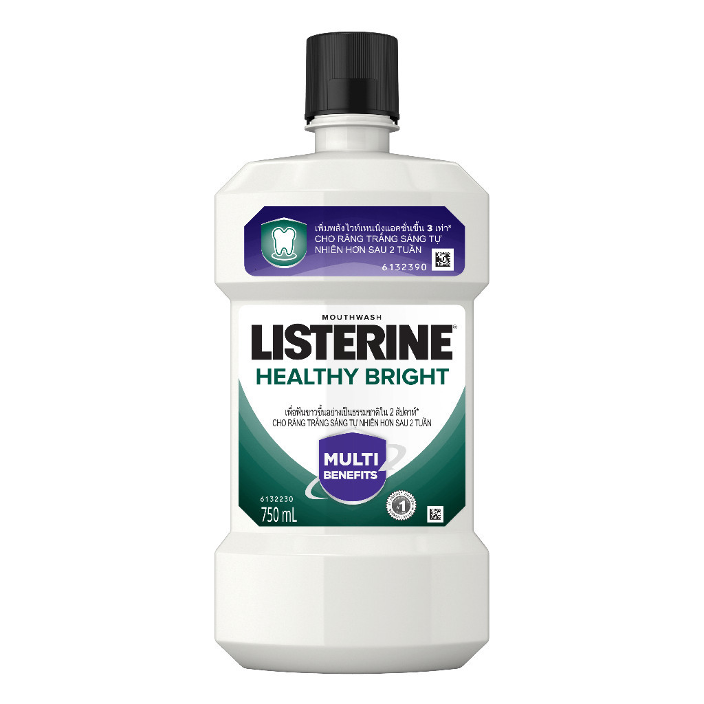 Nước súc miệng giúp răng trắng sáng tự nhiên Listerine Healthy Bright - Dung tích 250ml - 750ml