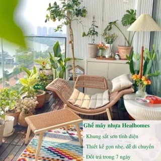 Ghế tựa mây nhựa thư giãn HEALHOMES decor ban công sân vườn quán cafe phòng khách sang trọng