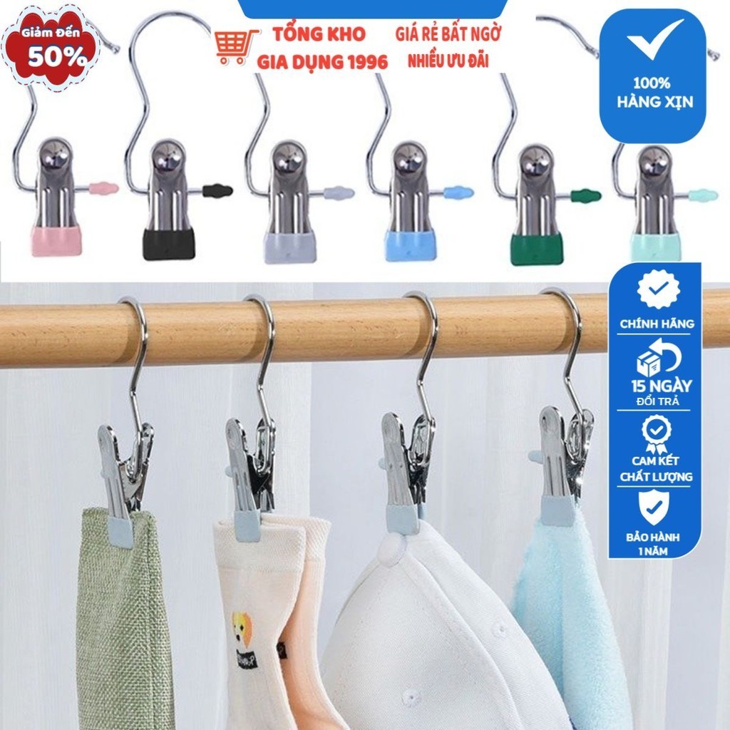 Móc Treo Đồ Có Kẹp Chống Trượt Đa Năng Sáng Tạo, Kẹp Móc Phơi Quần Áo 1 Trấu Đa Năng Dễ Thu Gọn, Dễ Dàng Phơi Cất