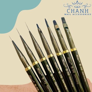 Cọ vẽ móng nail Niao siêu mảnh, bút kẻ nét cọ râu tô màu nước cán đen Chanh Nail