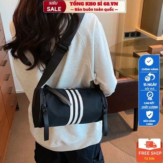 Túi Trống Dù 3 Sọc Kẻ Chống Nước Phong Cách Thể Thao Cá Tính, Túi 3 Sọc Chất Liệu Dù Size 26 Siu Rẻ Kích Vào Giỏ Hàng
