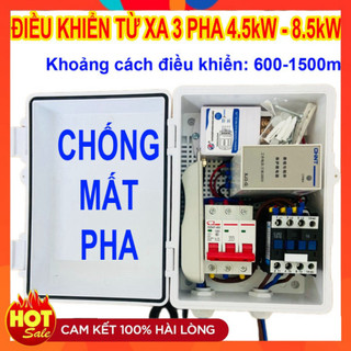 Tủ điều khiển từ xa 3 pha 380v bảo vệ pha - chống mất pha cho máy bơm, máy phun thuốc máy rửa xe điều khiển bằng remote
