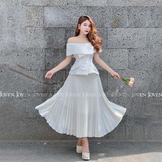 Joven chân váy dài dập ly dáng xòe sang trọng thanh lịch