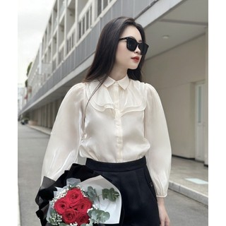 Áo somi organza bèo Joven màu kem, hồng thanh lịch