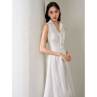 JOVEN Đầm Ruby Dáng Dài Cổ V Chiết Eo Trẻ Trung