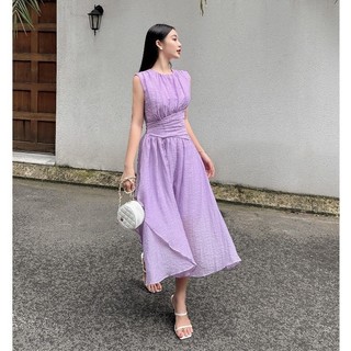 Joven đầm dài violet dáng chiết eo thanh lịch