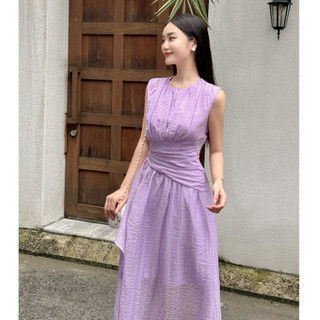 JOVEN Đầm Dài Violet Dáng Chiết Eo Thanh Lịch