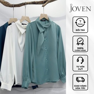 Áo somi lụa nơ lệch Joven (nhiều màu)