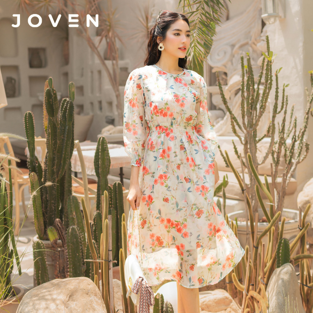Đầm nhún eo hoa cam Joven