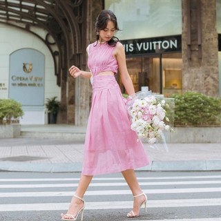 JOVEN Đầm Dài Khoét Eo Trẻ Trung Nữ Tính