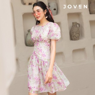 Đầm mini thắt eo hoa tím Joven