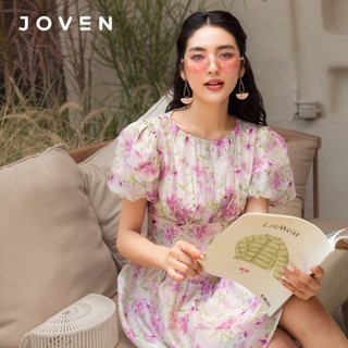 Đầm mini thắt eo hoa tím Joven