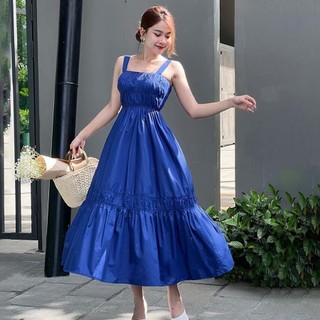 Đầm midi dây nhún ngực Joven
