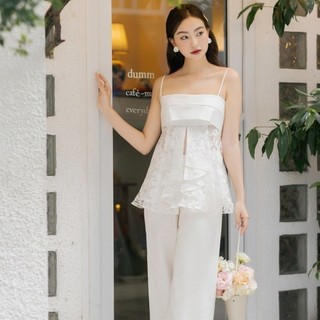 Joven quần dài lưng cao ống suông chất linen sang trọng