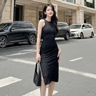 Joven đầm dài sát nách xẻ tà chất thun ôm dáng basic trẻ trung
