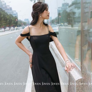 Đầm dây ruby trẹt vai đen/đỏ Joven