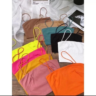 Áo 2 dây vải ríp contton giãn nhiều phom croptop mẫu 2