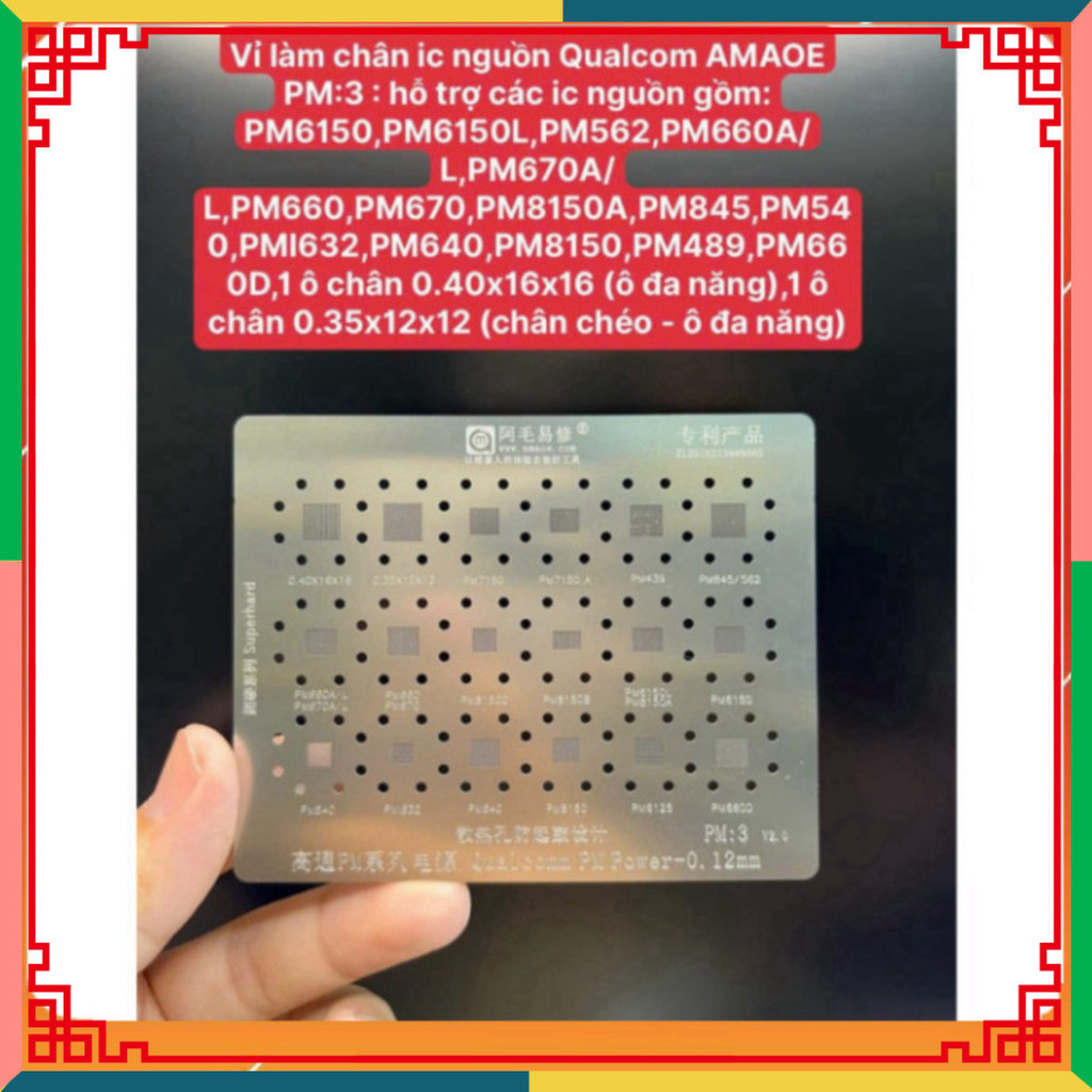 Vỉ Làm Chân ic Nguồn PM:3 (PM6150,PM6150L,PM562,PM660A/L,PM670A/L,P...) dùng cho kỹ thuật sửa chữa đ