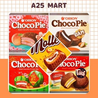 Bánh Chocopie Dưa Hấu/ Đào Sakura/ Cacao/ Molle/ Nguyên Bản Orion Hộp 12 Gói