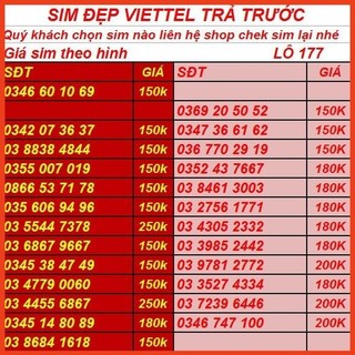Sim viettel số đẹp hạp phong thủy giá rẻ lô 62