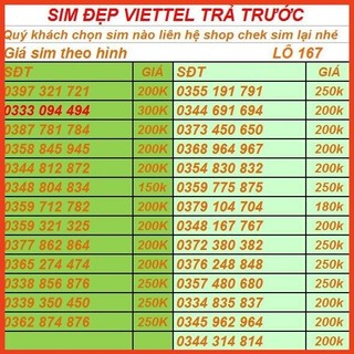 Sim viettel số đẹp đăng ký được chính chủ lô 58