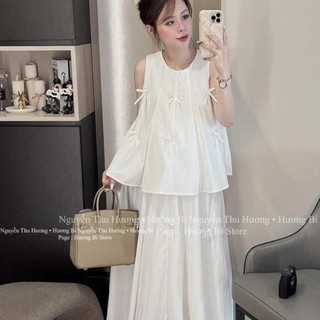 Set thô đính nơ chân váy xoè