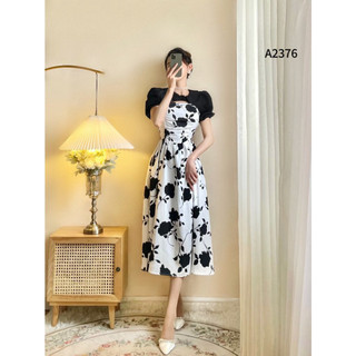 Đầm 2 dây phối áo khoác ngoài siêu sang 2 màu đen trắng A2376