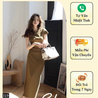 Đầm midi cati nhún eo ôm dáng siêu tây A2319