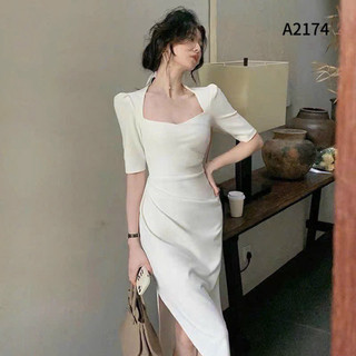Đầm body umi cổ vuông nhún eo sang chảnh A2174