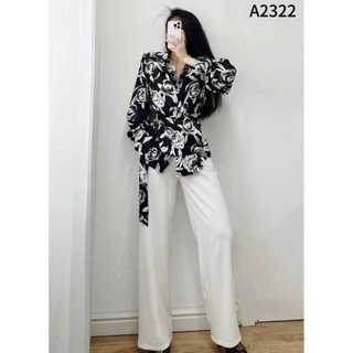 Aó sơ mi dáng dài buộc nơ eo siêu sang 2 màu đen và be A2322
