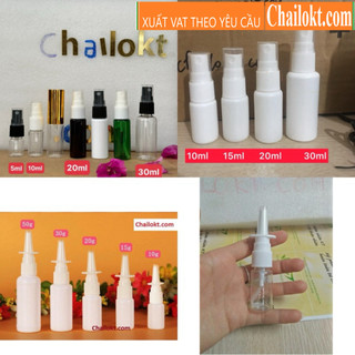 Chai xịt phun sương 5ml 10ml 15ml 20ml 30ml nhựa trong suôt, nhựa trắng đục hdpe