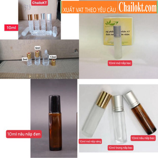 Chai Bi lăn nắp vàng 3ml 6ml 10ml 12ml /bi lăn thuỷ tinh/chai lăn/vỏ chai bi lăn/vỏ chai thuỷ tinh rỗng