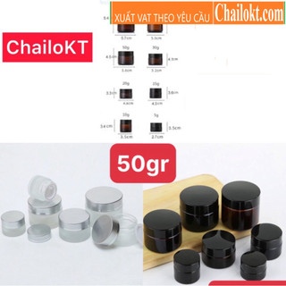 Combo 10c Hũ thủy tinh nâu 50gr / hũ chiết kem/hũ mỹ phẩm/hũ thuỷ tinh chiết kem/hũ thuỷ tinh Chailokt/