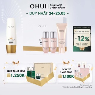 Bộ kem chống nắng dưỡng trắng 4 món OHUI Day Shield Perfect Sun Black SPF50+ PA++++ 50ml