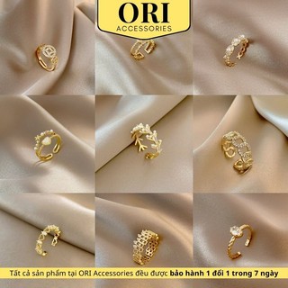 Nhẫn nữ FreeSize vàng đính đá phong cách Hàn Quốc sang trọng thời trang ORI ACCESSORIES N931