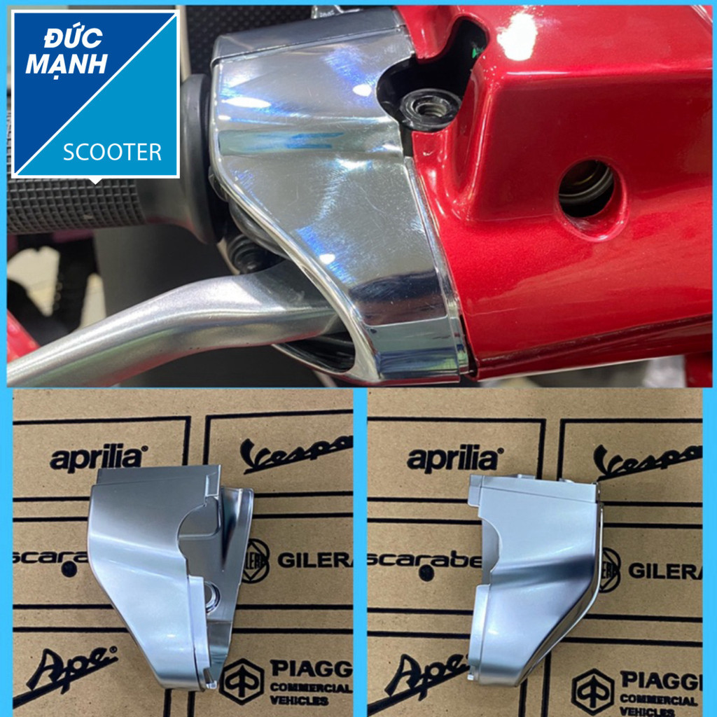 Ốp cùm công tắc Vespa sprint, Vespa primavera ( màu bạc ) like new 99%