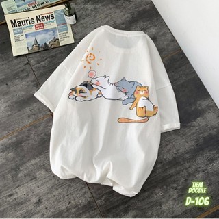 Áo Thun Nam Nữ Tay Lỡ Unisex Phông Trơn Oversize Form Rộng Basic Tee Hình chú mèo lười đáng yêu ngộ nghĩnhXMCH