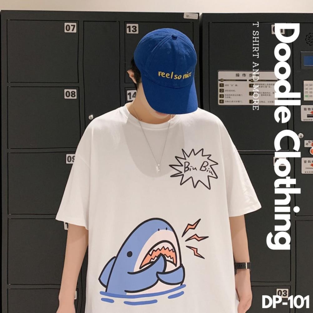 Áo Thun Nam Nữ Tay Lỡ Unisex Oversize Áo phông Form Rộng Basic Tee Hình CÁ MẬP XMCH UT