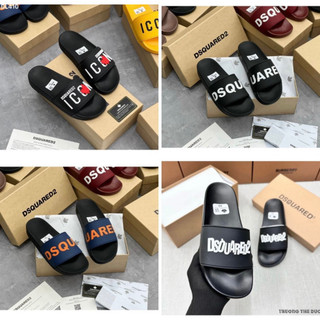 Dép Nam Nữ Unisex DSQ, Dép icon mix lá đỏ quai đen độn đế đi êm chân size 37 đến 43 -unisex3