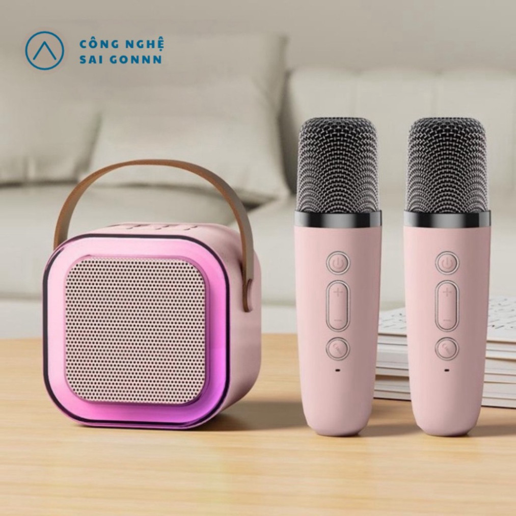 Loa bluetooth karaoke Kinyo K12 tặng kèm 2 mic và sticker,loa karaoke không dây âm thanh bass hay cùng đèn led có BH P2T | BigBuy360 - bigbuy360.vn