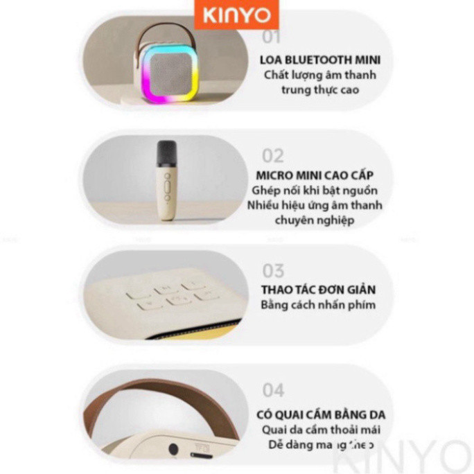 Loa bluetooth karaoke Kinyo K12 tặng kèm 2 mic và sticker,loa karaoke không dây âm thanh bass hay cùng đèn led có BH P2T | BigBuy360 - bigbuy360.vn