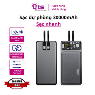 Sạc Dự Phòng 30000mah DX159, Chính Hãng QTS, Sạc Nhanh 100W, Có Sẵn Cáp Sạc, Sạc Được Nhiều Thiết Bị HOT- VINATECH