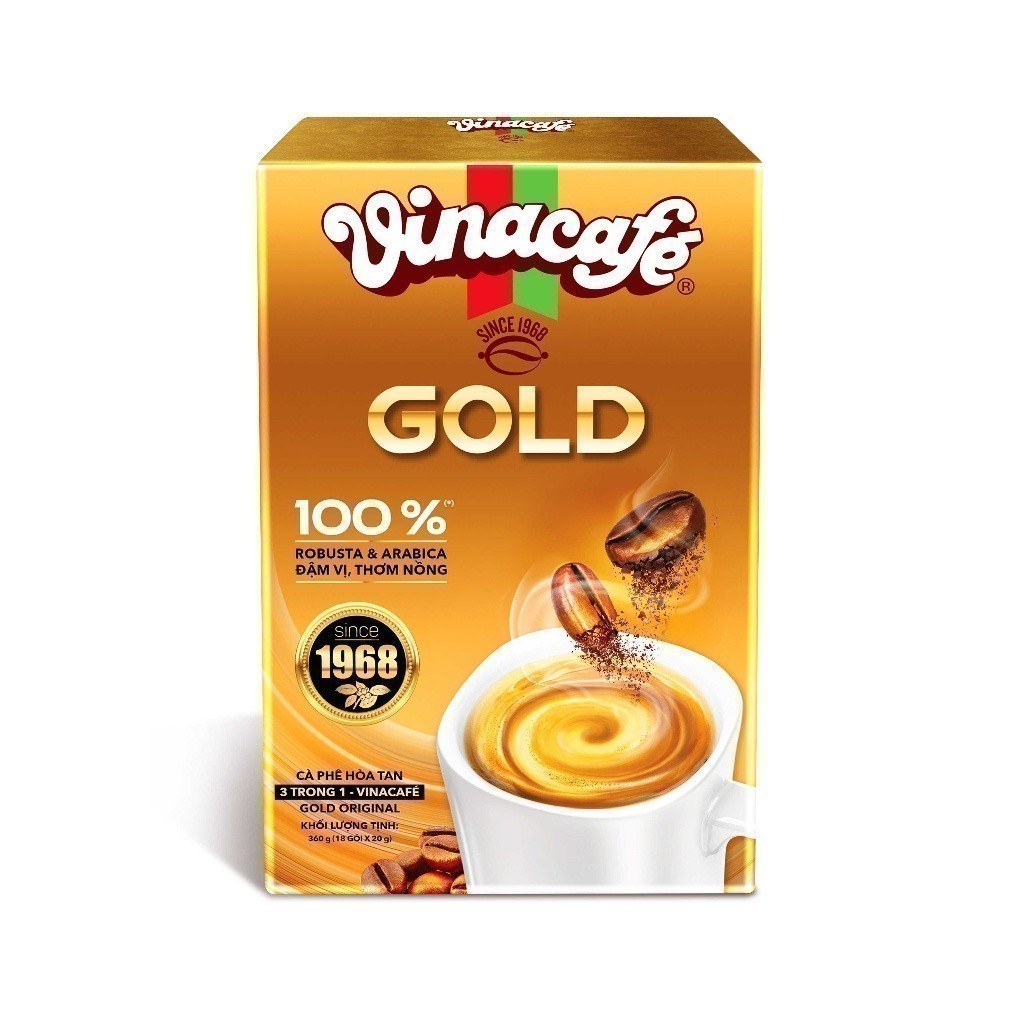Cà Phê Vinacafé 3in1 Gold Original - Hộp 18 gói x 20g