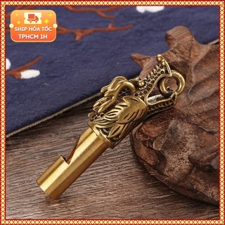 Tượng Nhỏ Bằng Đồng Kiểu Dáng Còi Thổi Đầu Rồng (Kích Thước: 2 x 5.9cm)