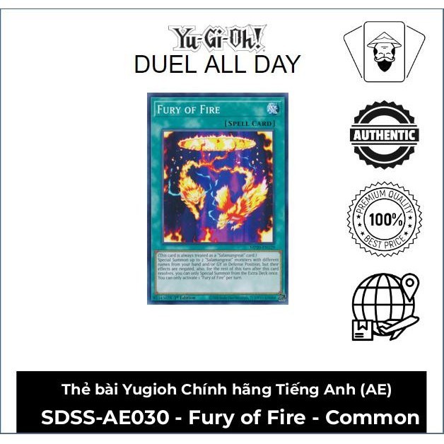 Thẻ bài Yugioh Chính hãng Tiếng Anh Châu Á (AE): SDSS-AE030 - Fury of Fire - Common