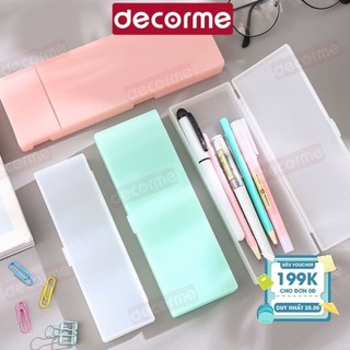 Hộp bút Túi bút Decorme nhựa nhám trắng mờ, nhiều màu phụ kiện văn phòng phẩm